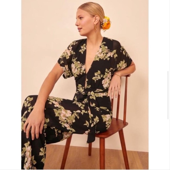 Reformation Black Lemongrass Arielle Jumpsuit Romper  Sz 0 XS - Picture 2 of 2